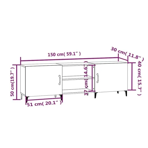 TV ormarić boja betona 150x30x50 cm od konstruiranog drva - Beton siva Cijena