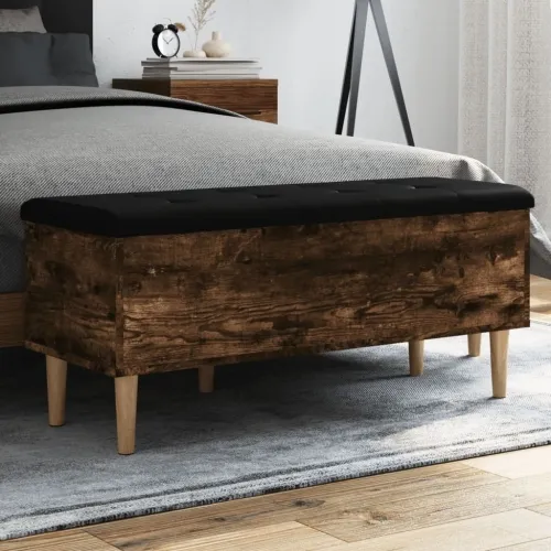 Klupa za pohranu boja hrasta 102x42x46 cm od konstruiranog drva - Dimljeni hrast 102 x 42 x 46 cm Cijena