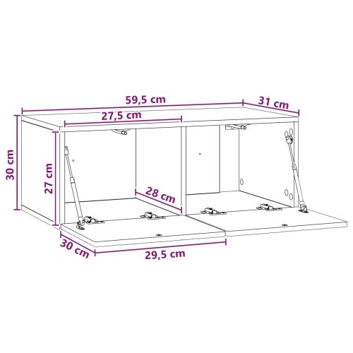 TV ormar za zid 59,5 x 31 cm Crna Konstruirano drvo Zidne - Crna 59,5 x 31 cm Cijena