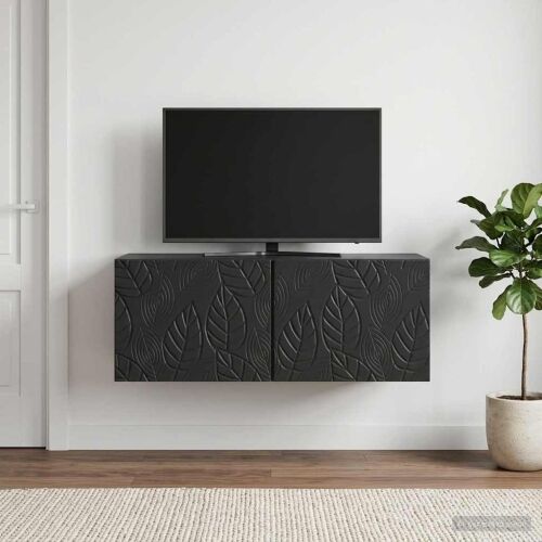 TV ormar za zid 98 x 31 cm Crna Konstruirano drvo Zidne - Crna 98 x 31 cm Cijena