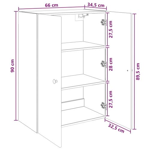Ormar za montažu na zid 66 x 34,5 x 90 cm Konstruirano drvo - Crna 66 x 34,5 x 90 cm Cijena