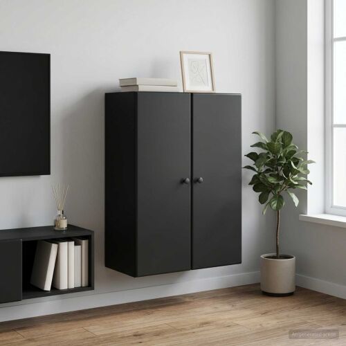 Ormar za montažu na zid 66 x 34,5 x 90 cm Konstruirano drvo - Crna 66 x 34,5 x 90 cm Cijena
