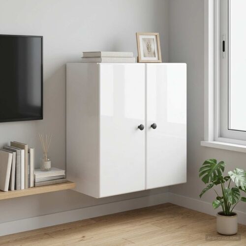 Ormar za montažu na zid 59 x 31 x 60 cm Konstruirano drvo - Bijela visokog sjaja 59 x 31 x 60 cm Cijena