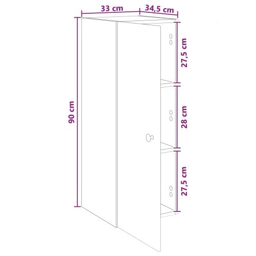 Ormar za montažu na zid 33 x 34,5 x 90 cm Konstruirano drvo - Crna 33 x 34,5 x 90 cm Cijena