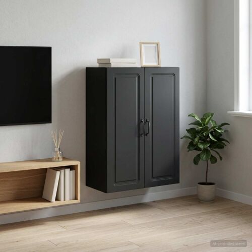 Ormar za montažu na zid 66 x 34,5 x 90 cm Konstruirano drvo - Crna 66 x 34,5 x 90 cm Cijena