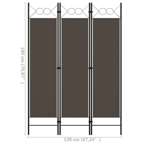 Paravan - Sobna pregrada s 3 panela antracit 120 x 180 cm - Antracit 3 Cijena