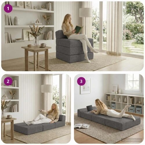 Sofa na razvlačenje Svjetlosiva 70 x 60 x 63 cm Tkanina - Svjetlosiva 200 x 70 x 15 cm Tkanina Cijena