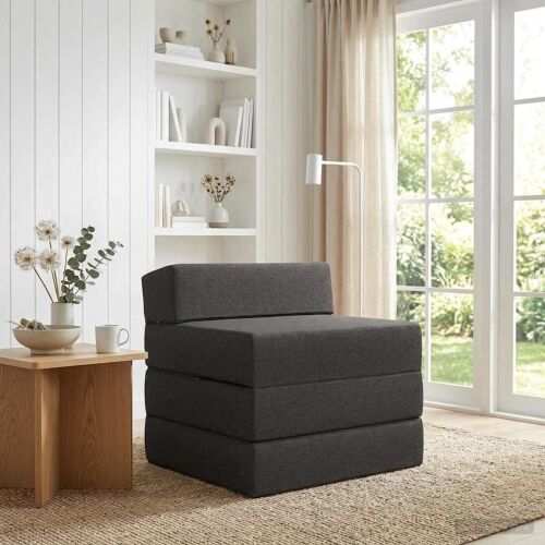 Sofa na razvlačenje Tamnosiva 200 x 70 x 15 cm Tkanina - Tamnosiva 200 x 70 x 15 cm Tkanina Cijena