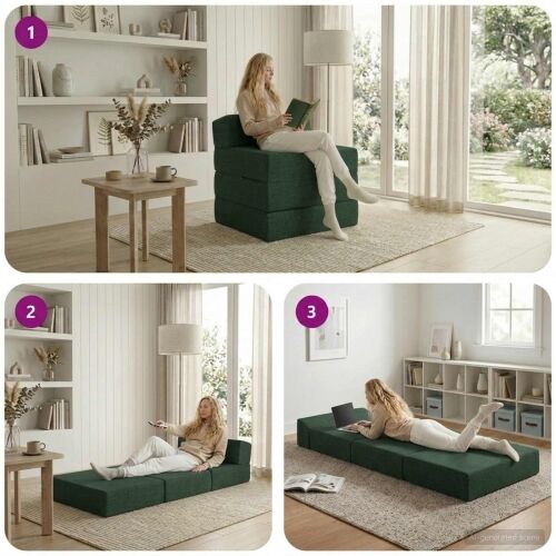 Sofa na razvlačenje Tamnozelena 200 x 70 x 15 cm Tkanina - Tamnozelena 200 x 70 x 15 cm Tkanina Cijena