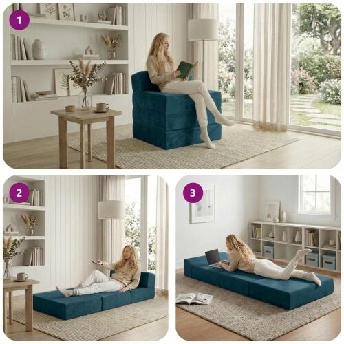 Sofa na razvlačenje Plava 200 x 70 x 15 cm Baršun - Plava 200 x 70 x 15 cm Baršun Cijena