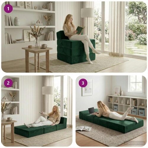 Sofa na razvlačenje Tamnozelena 200 x 70 x 15 cm Baršun - Tamnozelena 200 x 70 x 15 cm Baršun Cijena