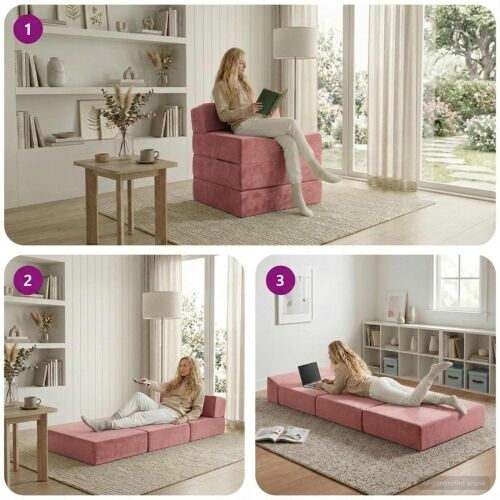 Sofa na razvlačenje Ružičasta 200 x 70 x 15 cm Baršun - Ružičasta 200 x 70 x 15 cm Baršun Cijena