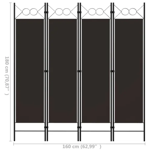 Paravan - Sobna pregrada s 4 panela smeđa 160 x 180 cm - Smeđa 4 Smeđa 4 Cijena