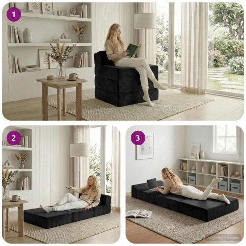 Sofa na razvlačenje Crna 200 x 70 x 15 cm Baršun - Crna 200 x 70 x 15 cm Baršun Cijena