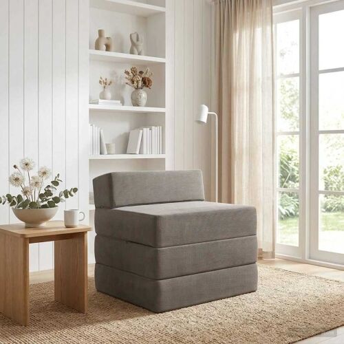 Sofa na razvlačenje Svjetlosiva 200 x 70 x 15 cm - Svjetlosiva 200 x 70 x 15 cm Baršunasta tkanina Cijena