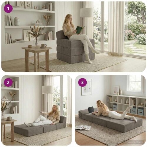 Sofa na razvlačenje Svjetlosiva 200 x 70 x 15 cm - Svjetlosiva 200 x 70 x 15 cm Baršunasta tkanina Cijena