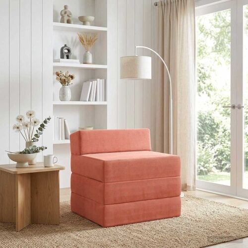 Sofa na razvlačenje Crvena narančasta 200 x 70 x 15 cm - Crvena narančasta 200 x 70 x 15 cm Baršunasta tkanina Cijena