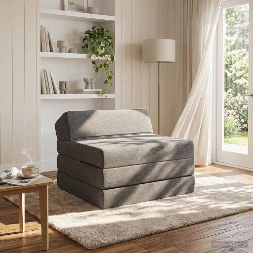 Sofa na razvlačenje Svjetlosiva 200 x 70 x 10 cm Tkanina - Svjetlosiva 200 x 70 x 10 cm Tkanina Cijena
