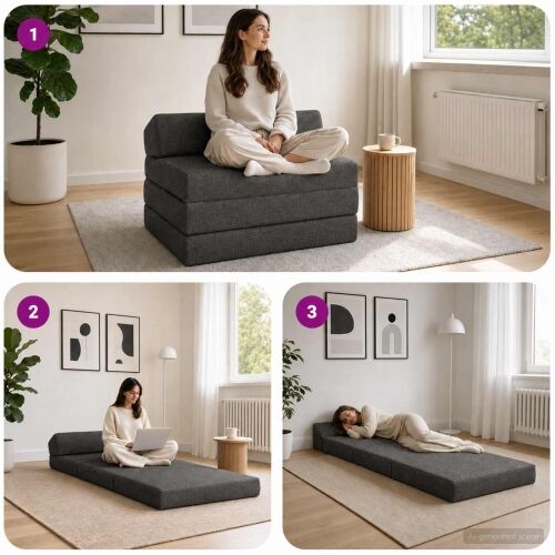Sofa na razvlačenje Tamnosiva 200 x 70 x 10 cm Tkanina - Tamnosiva 200 x 70 x 10 cm Tkanina Cijena