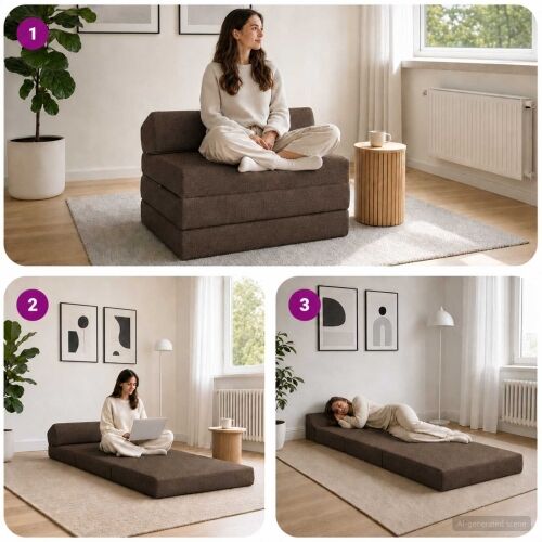 Sofa na razvlačenje Sivosmeđa 200 x 70 x 10 cm Tkanina - Sivosmeđa 200 x 70 x 10 cm Tkanina Cijena