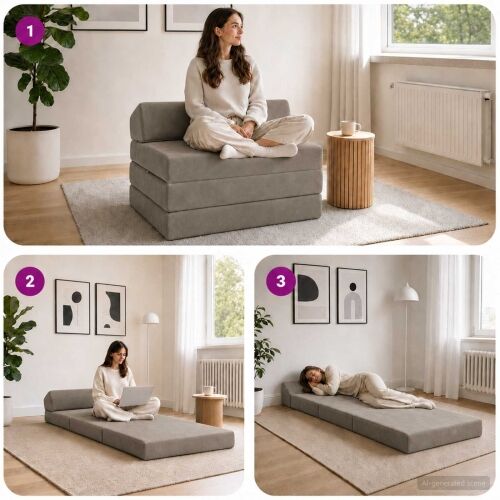 Sofa na razvlačenje Svjetlosiva 200 x 70 x 10 cm Baršun - Svjetlosiva 200 x 70 x 10 cm Baršun Cijena