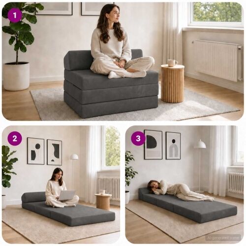 Sofa na razvlačenje Tamnosiva 200 x 70 x 10 cm Baršun - Tamnosiva 200 x 70 x 10 cm Baršun Cijena