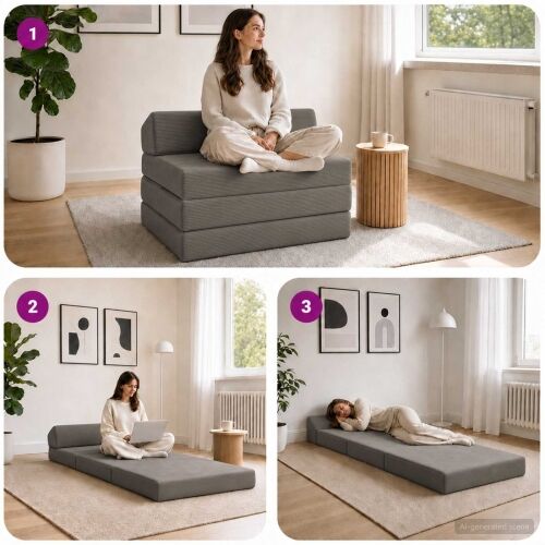 Sofa na razvlačenje Svjetlosiva 200 x 70 x 10 cm - Svjetlosiva 200 x 70 x 10 cm Baršunasta tkanina Cijena
