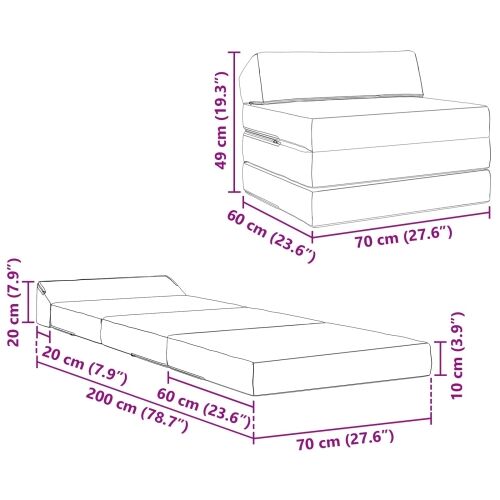 Sofa na razvlačenje Krem 200 x 70 x 10 cm Kordura tekstil - Krem 200 x 70 x 10 cm Baršunasta tkanina Cijena
