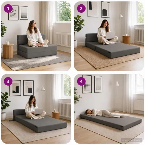 Sofa na razvlačenje Tamnosiva 70 x 72 x 60 cm Tkanina - Tamnosiva 70 x 72 x 60 cm Baršun Cijena