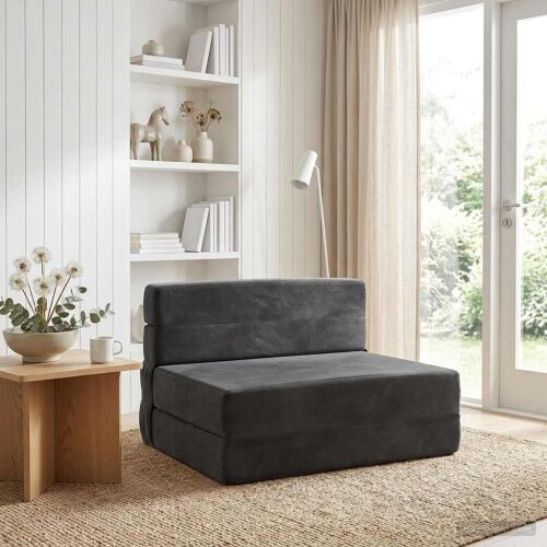 Sofa na razvlačenje Tamnosiva 70 x 72 x 60 cm Tkanina - Tamnosiva Baršun Cijena