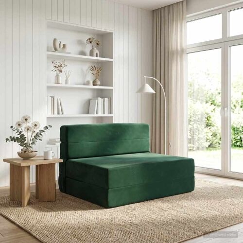 Sofa na razvlačenje Tamnozelena 70 x 72 x 60 cm Tkanina - Tamnozelena Baršun Cijena