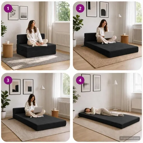 Sofa na razvlačenje Crna 70 x 72 x 60 cm Tkanina - Crna 70 x 72 x 60 cm Baršun Cijena