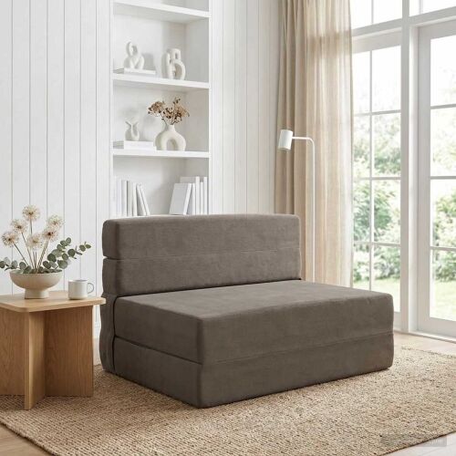 Sofa na razvlačenje Svjetlosiva 70 x 72 x 60 cm Tkanina - Svjetlosiva Baršunasta tkanina Cijena
