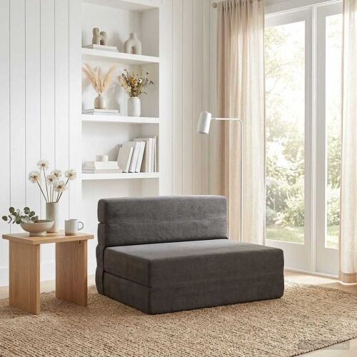 Sofa na razvlačenje Tamnosiva 70 x 72 x 60 cm Tkanina - Tamnosiva Baršunasta tkanina Cijena