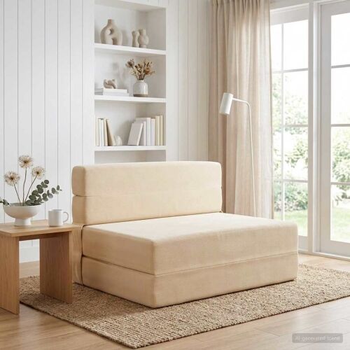 Sofa na razvlačenje Krem 70 x 72 x 60 cm Tkanina - Krem Baršunasta tkanina Cijena