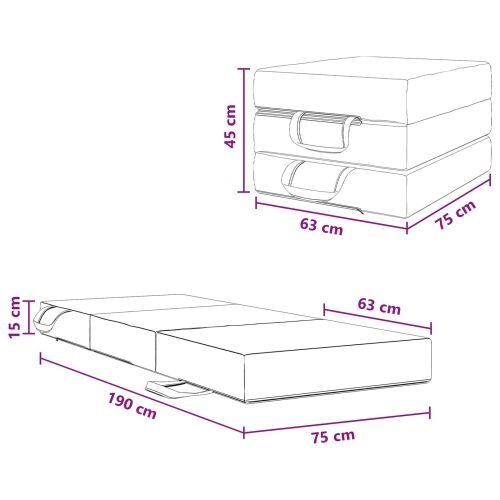 Sofa na razvlačenje 75 x 63 x 45 cm Crna - Crna 190 x 75 x 15 cm Tkanina Cijena