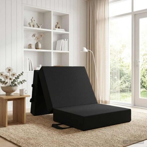 Sofa na razvlačenje 75 x 63 x 45 cm Crna - Crna 190 x 75 x 15 cm Tkanina Cijena