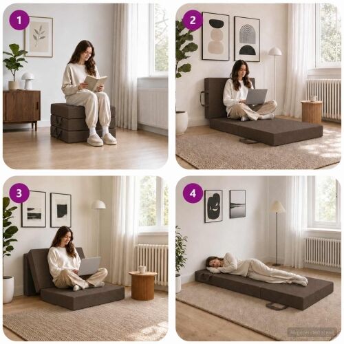 Sofa na razvlačenje 75 x 63 x 45 cm Sivosmeđa - Sivosmeđa 190 x 75 x 15 cm Tkanina Cijena