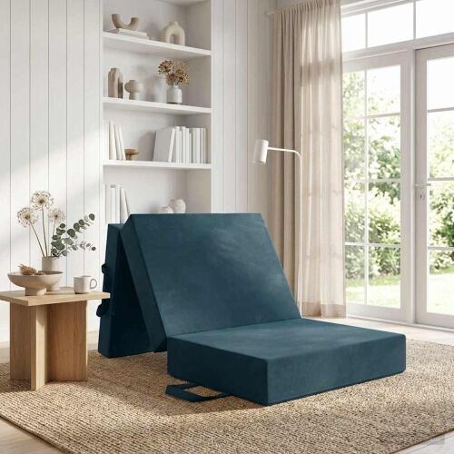 Sofa na razvlačenje 75 x 63 x 45 cm Plava - Plava 190 x 75 x 15 cm Baršun Cijena