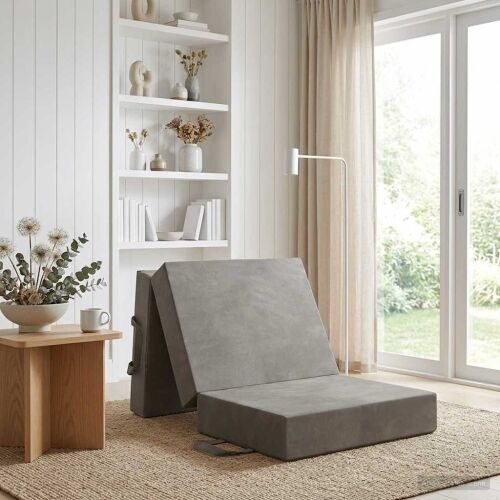 Sofa na razvlačenje 75 x 63 x 45 cm Svjetlosiva - Svjetlosiva 190 x 75 x 15 cm Baršun Cijena