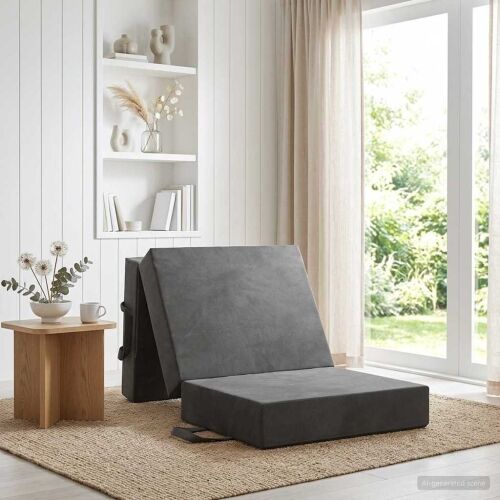 Sofa na razvlačenje 75 x 63 x 45 cm Tamnosiva - Tamnosiva 190 x 75 x 15 cm Baršun Cijena