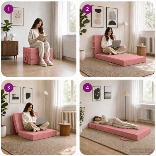 Sofa na razvlačenje 75 x 63 x 45 cm Ružičasta - Ružičasta 190 x 75 x 15 cm Baršun Cijena
