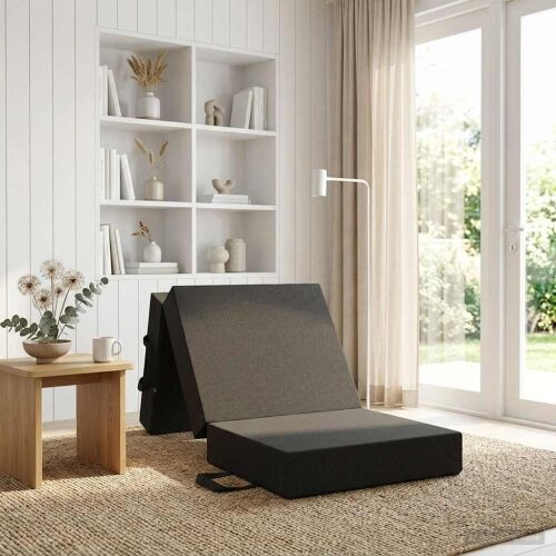 Sofa na razvlačenje 90 x 63 x 45 cm Tamnosiva - Tamnosiva 190 x 90 x 15 cm Tkanina Cijena