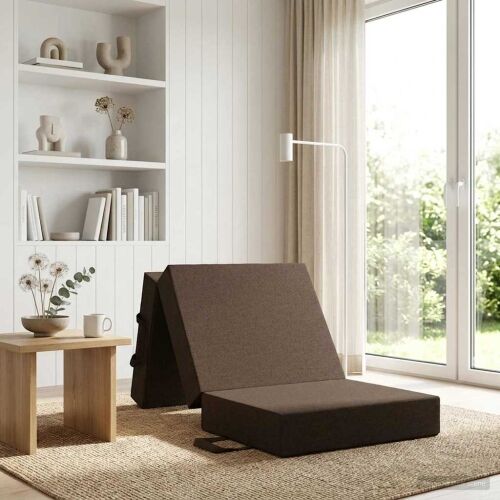 Sofa na razvlačenje 90 x 63 x 45 cm Sivosmeđa - Sivosmeđa 190 x 90 x 15 cm Tkanina Cijena