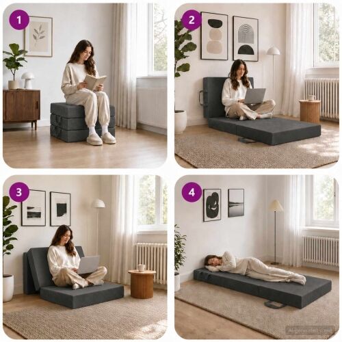 Sofa na razvlačenje 90 x 63 x 45 cm Tamnosiva - Tamnosiva 190 x 90 x 15 cm Baršun Cijena