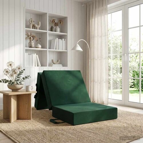 Sofa na razvlačenje 90 x 63 x 45 cm Tamnozelena - Tamnozelena 190 x 90 x 15 cm Baršun Cijena