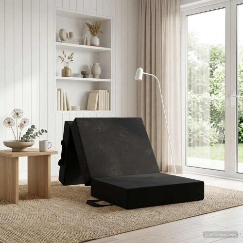 Sofa na razvlačenje 90 x 63 x 45 cm Crna - Crna 190 x 90 x 15 cm Baršun Cijena