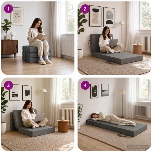 Sofa na razvlačenje 75 x 67 x 45 cm Svjetlosiva - Svjetlosiva 200 x 75 x 15 cm Tkanina Cijena