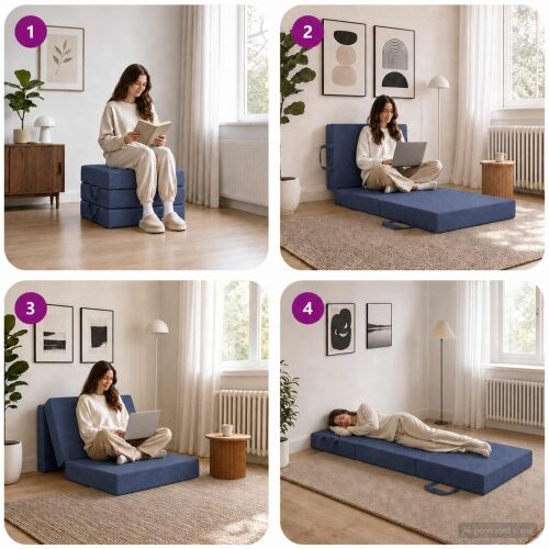 Sofa na razvlačenje 75 x 67 x 45 cm Plava - Plava 200 x 75 x 15 cm Tkanina Cijena