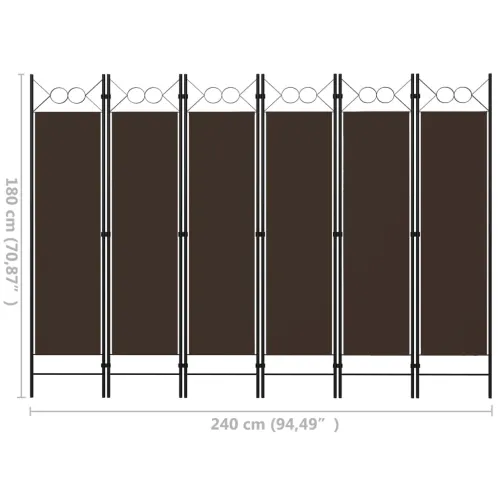 Paravan - Sobna pregrada sa 6 panela smeđa 240 x 180 cm - Smeđa 6 Cijena